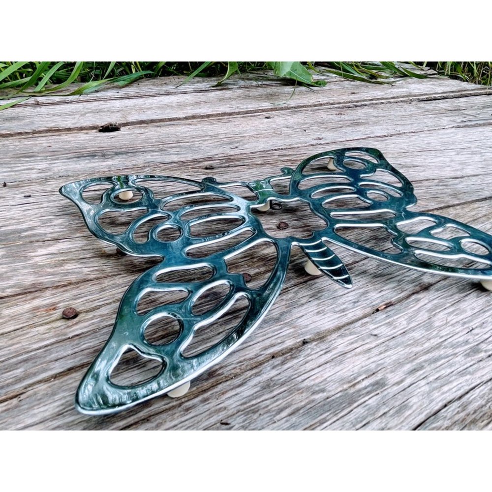 Vintage 1970s Metal Butterfly Footed Trivet Leonard Italy - Picture 2 of 12